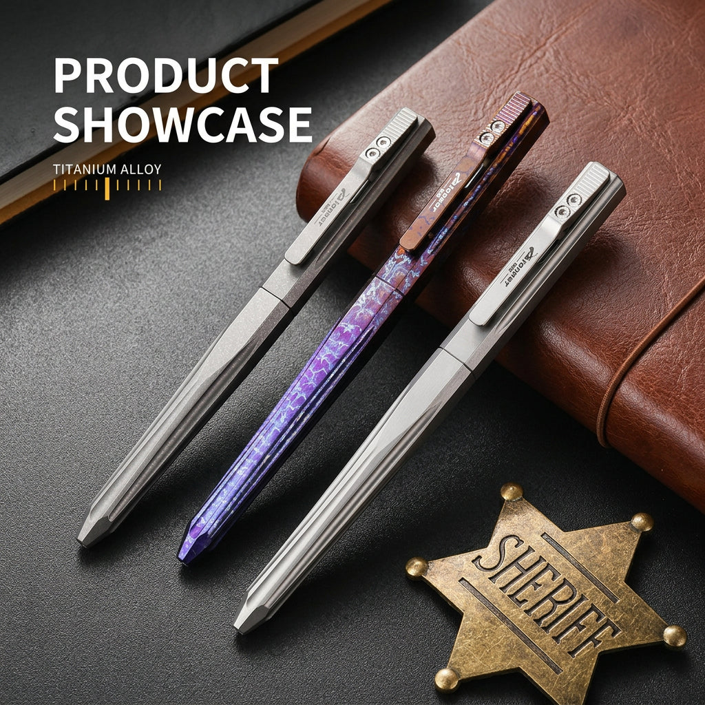 Titanium Side-Slide Fidget EDC Tactical Pen with G2 Refill