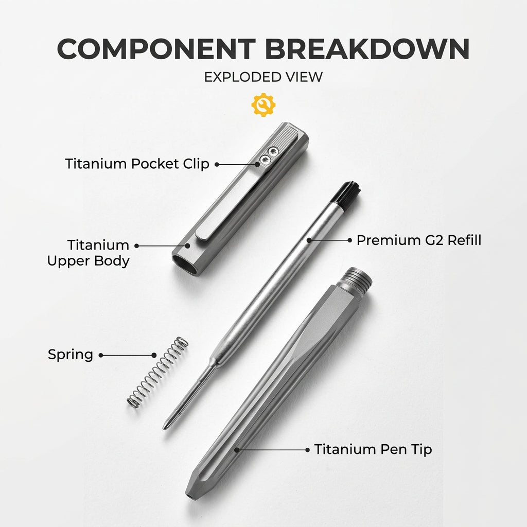 Titanium Side-Slide Fidget EDC Tactical Pen with G2 Refill