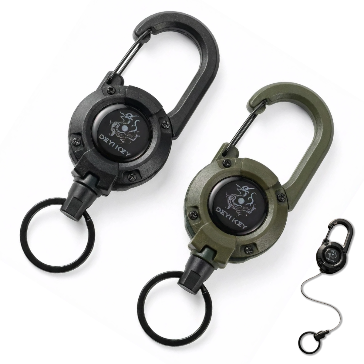 Retractable Heavy Duty Carabiner Keychain