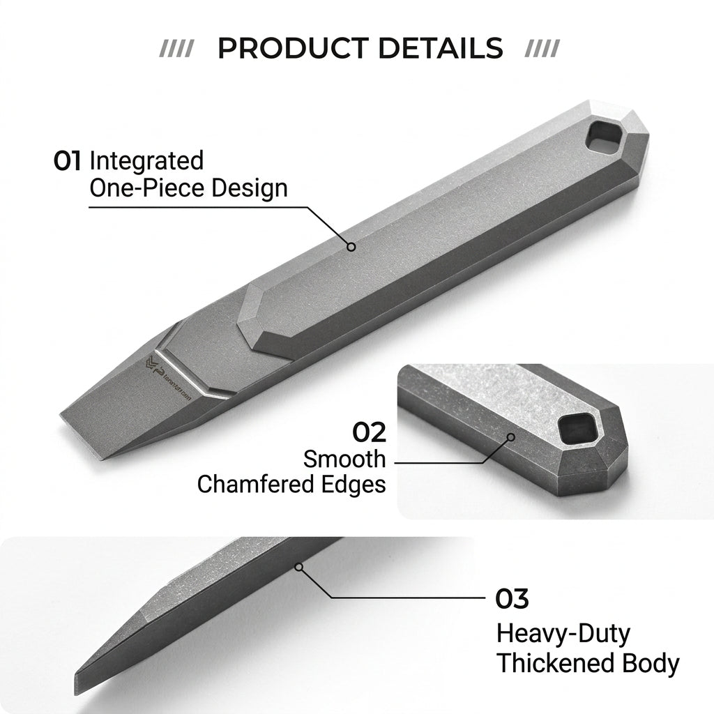 Titanium One-Piece EDC Pocket Pry Bar Tool